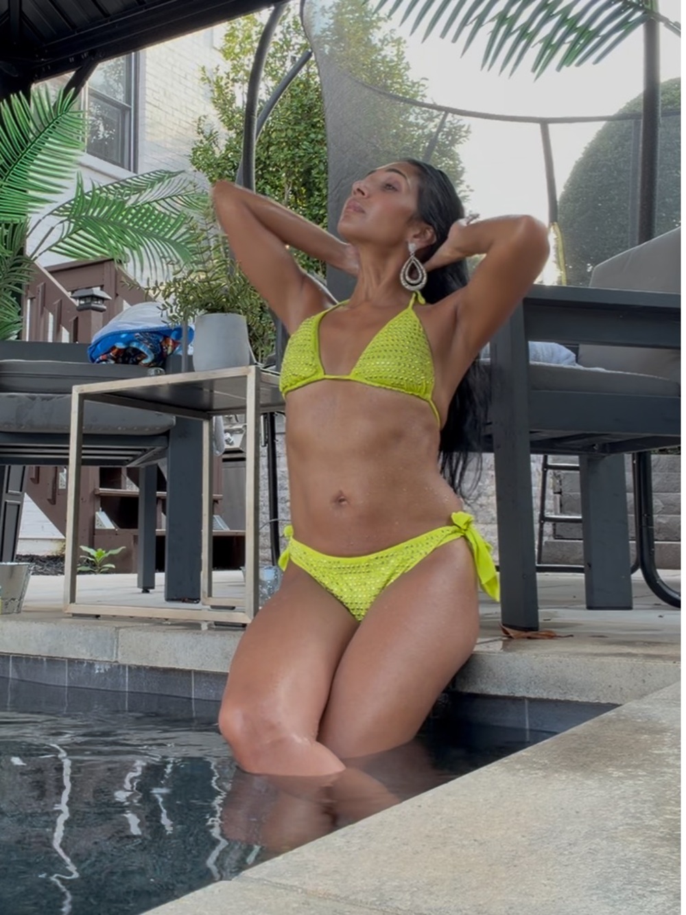 Neon Yellow Crochet Tie-Side Bikini Set - Women Swim